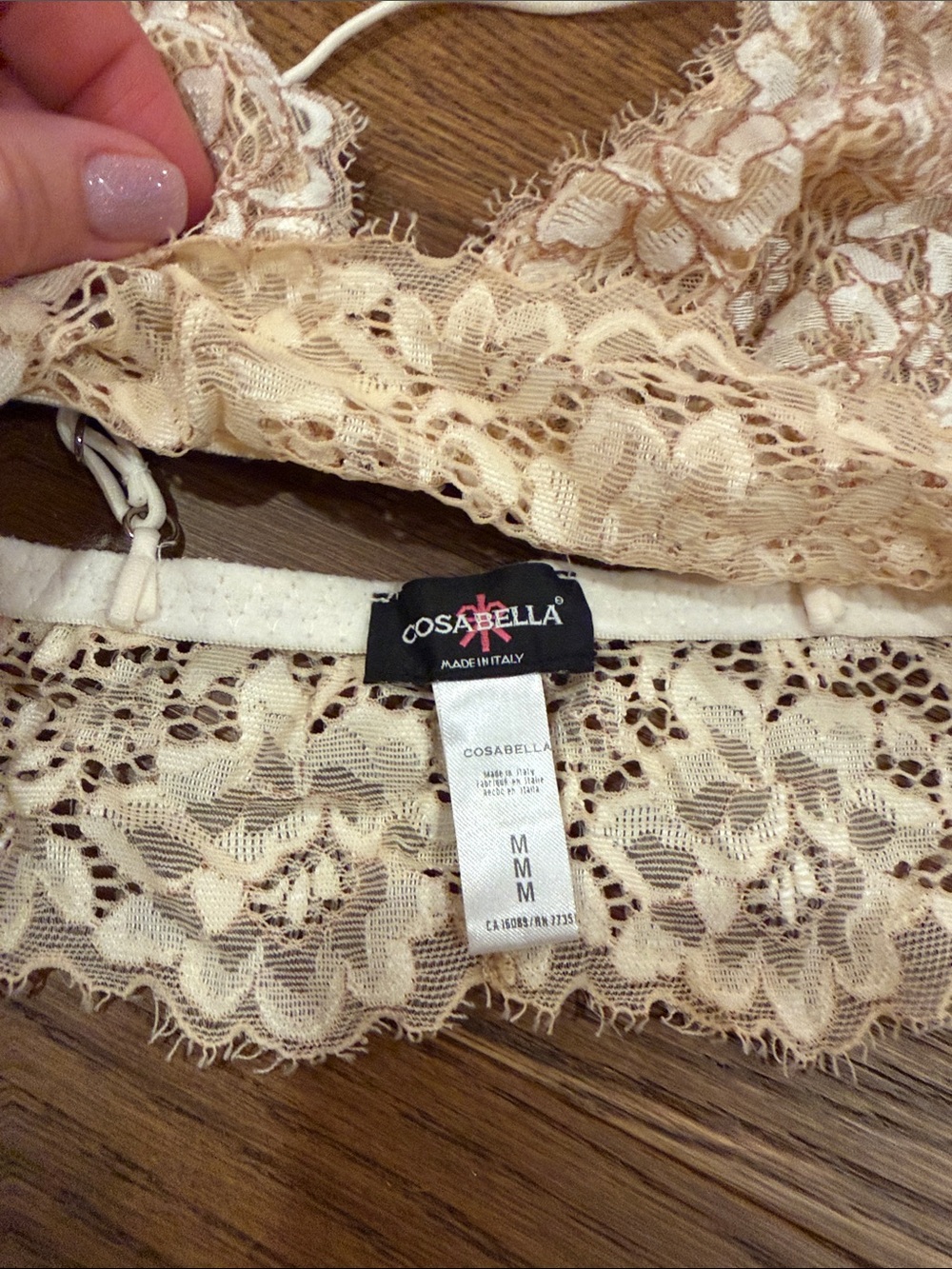 Lace Bralette & Bikini Bridal Set - White and Tan - Picture 5 of 6